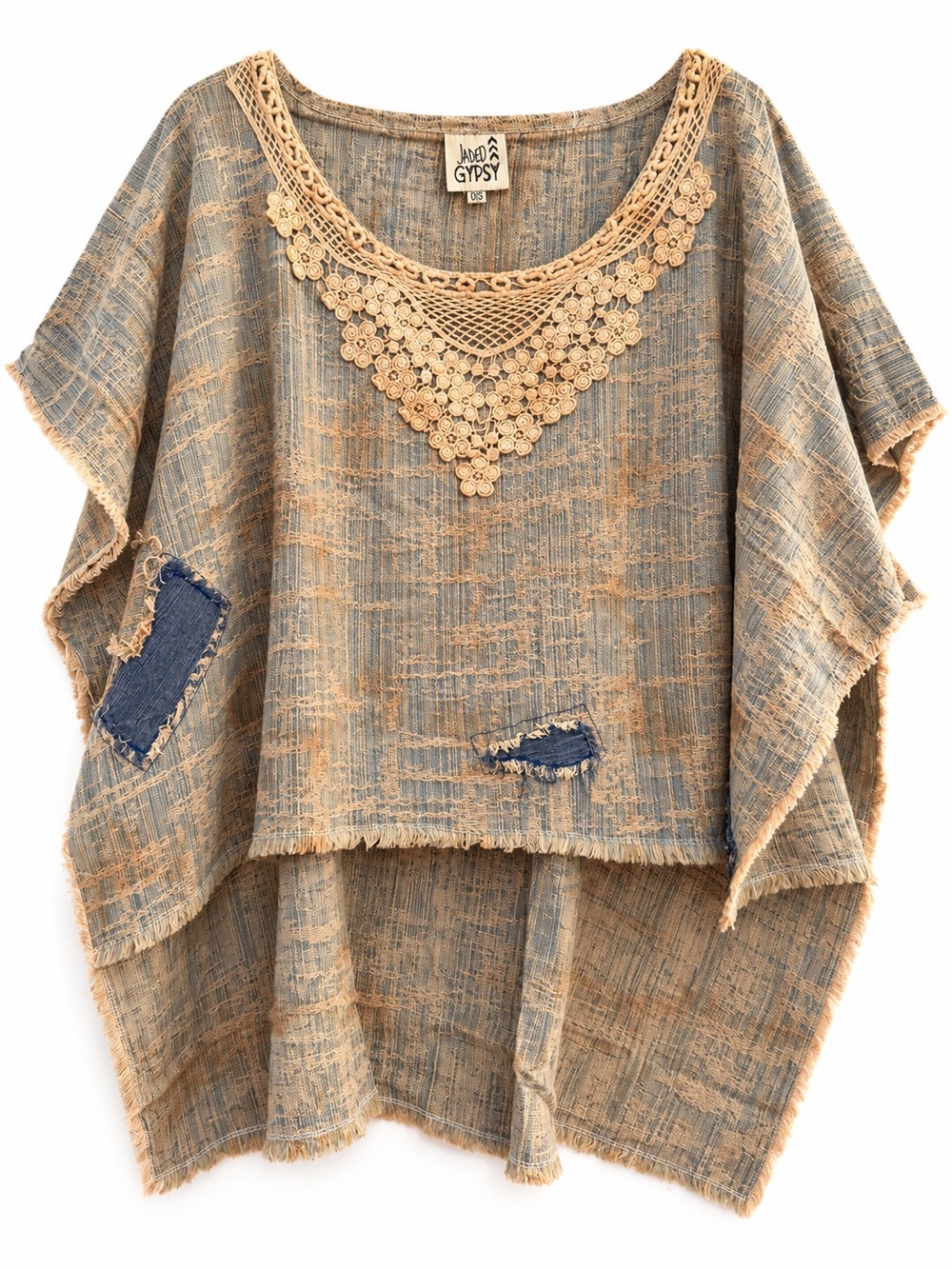 Jaded Gypsy Walk On By Poncho High Low Lace Patchwork Boho One Size - Picture 7 of 10